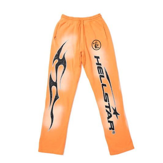 Hellstar Fire Orange Flare Bottom Sweatpants Orange Dye