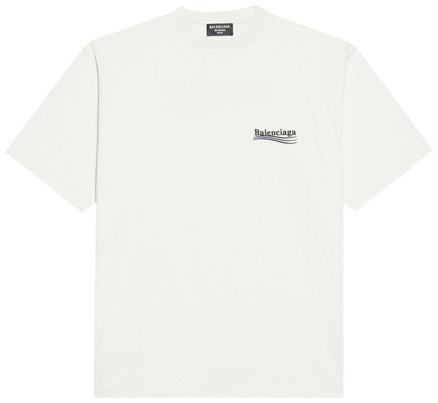 Balenciaga Political Campaign T-Shirt Medium Fit 'Dirty White Black Blue'