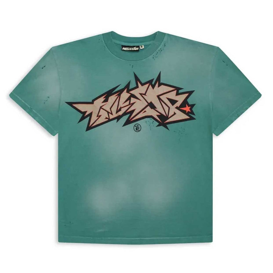 Hellstar Crack Print T-Shirt 'Green'