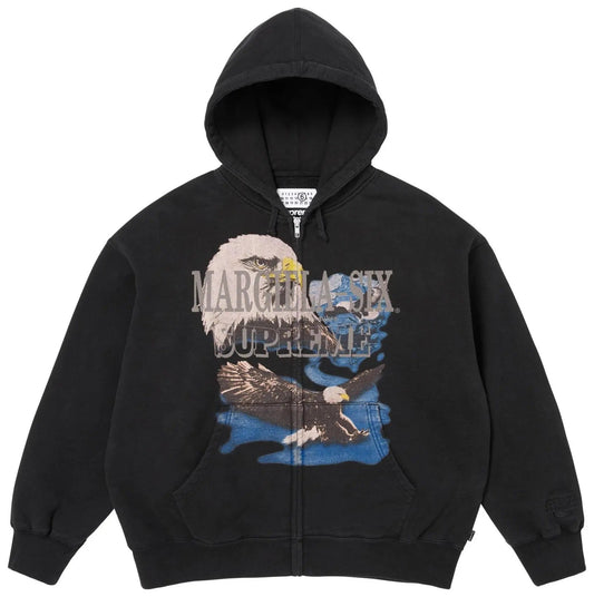 Supreme MM6 Maison Margiela Eagle Zip Up Hooded Sweatshirt Black
