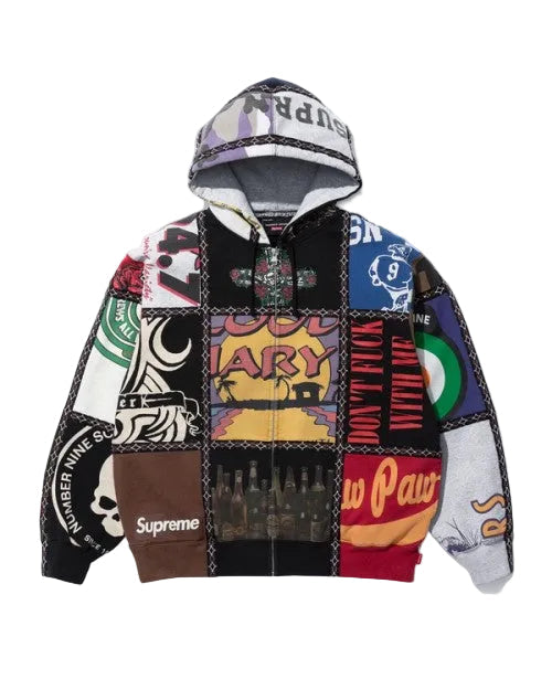 Supreme Number (N)ine Patchwork Zip Up Hooded Sweatshirt Multicolor