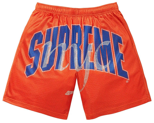 Supreme Rhinestone Mesh Short Orange