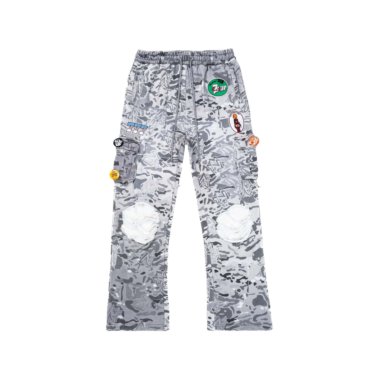 TRIPLE PATCHWORK 7S CAMO CARGOSWEATS