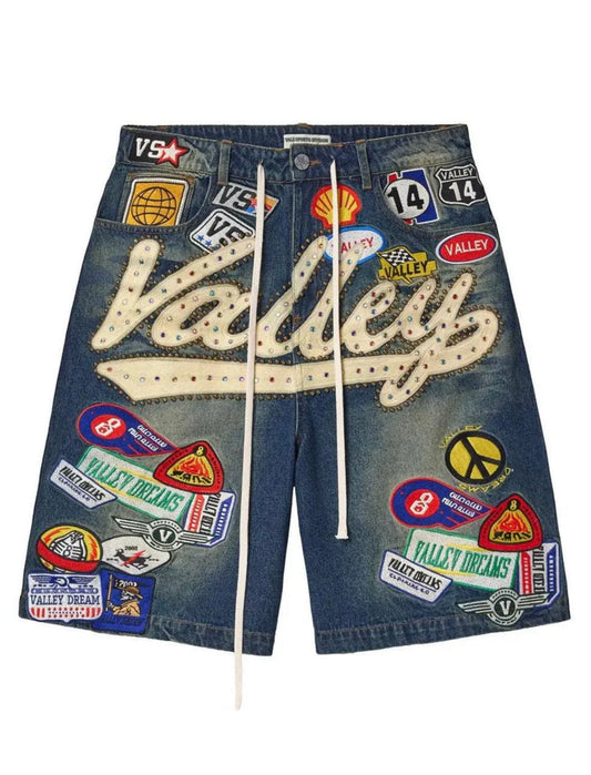 Vale Forever Skittles Patch 1980s Jean Shorts