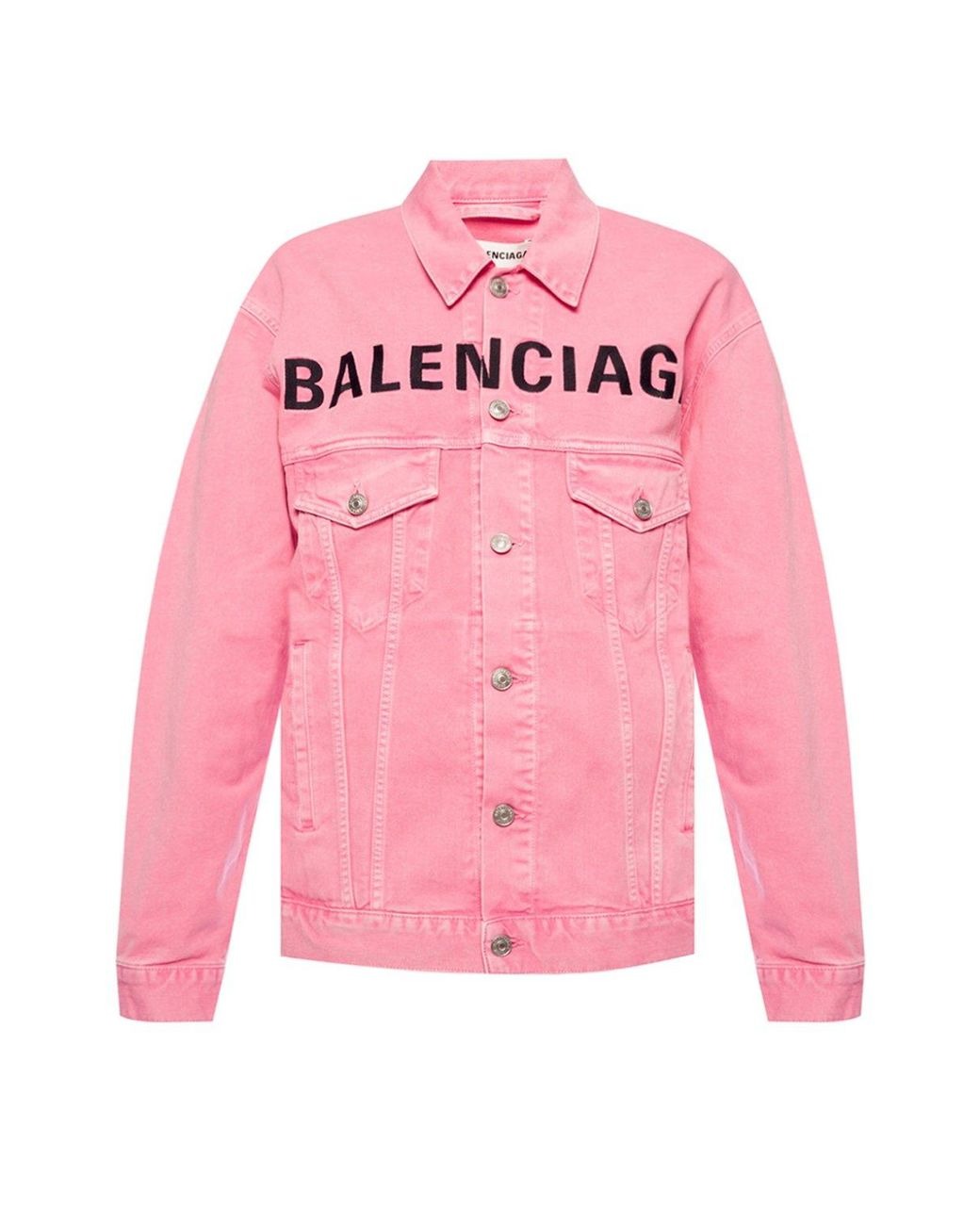 Balenciaga Embroidered Pink Denim Jacket