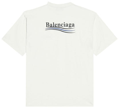 Balenciaga Political Campaign T-Shirt Medium Fit 'Dirty White Black Blue'
