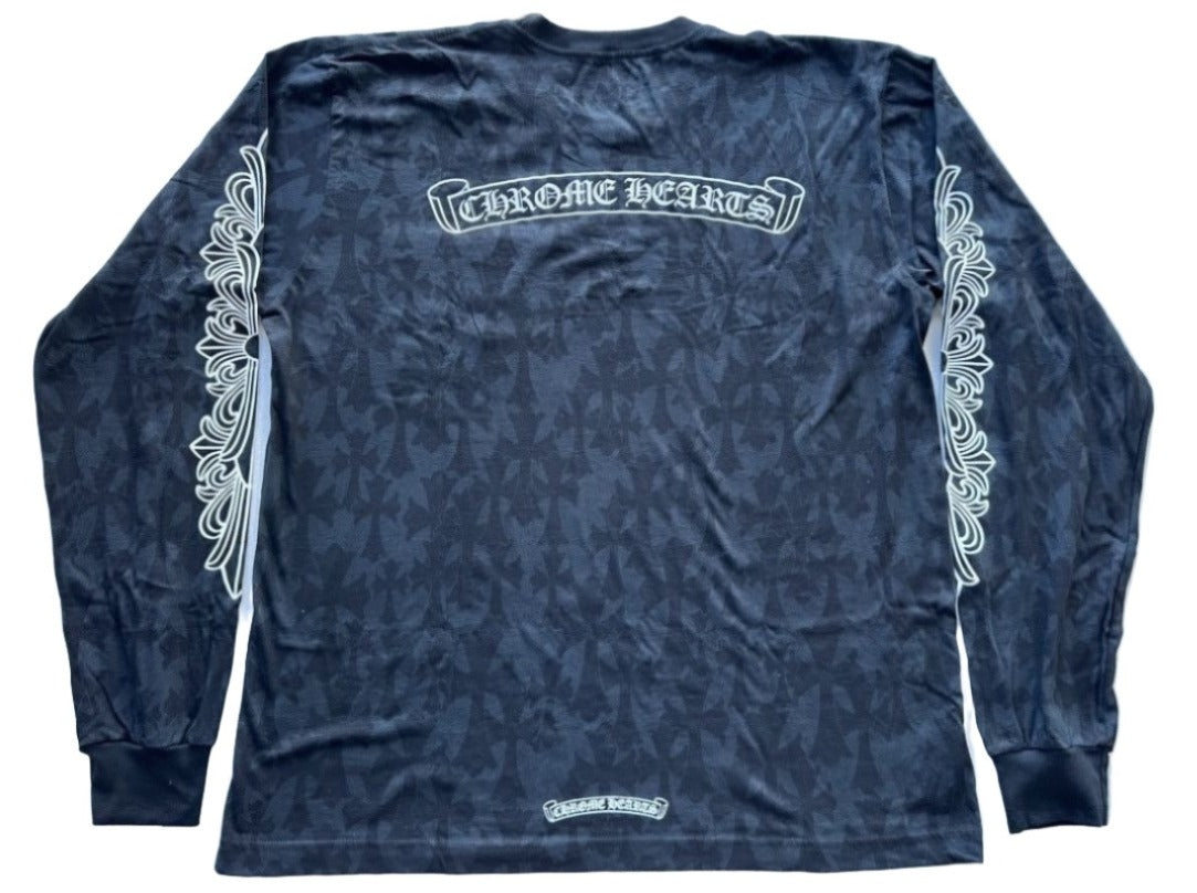 Chrome Hearts Cemetery Monogram Print Long Sleeve T-shirt Black