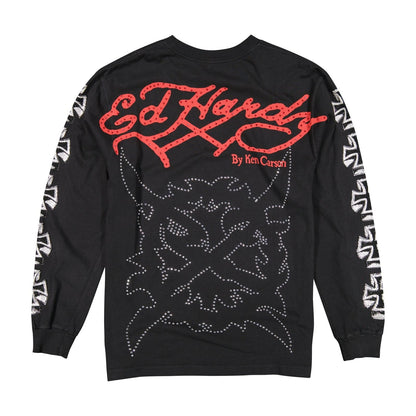 Ed Hardy x Ken Carson Chaos Rhinestone LS Tee