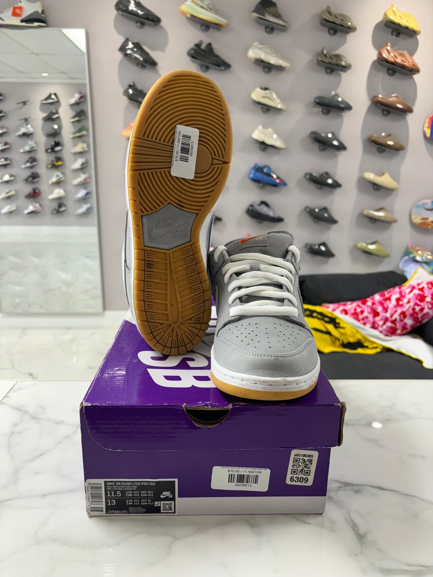 Nike SB Dunk Low Pro ISO Orange Label Wolf Grey Gum (PREOWNED)