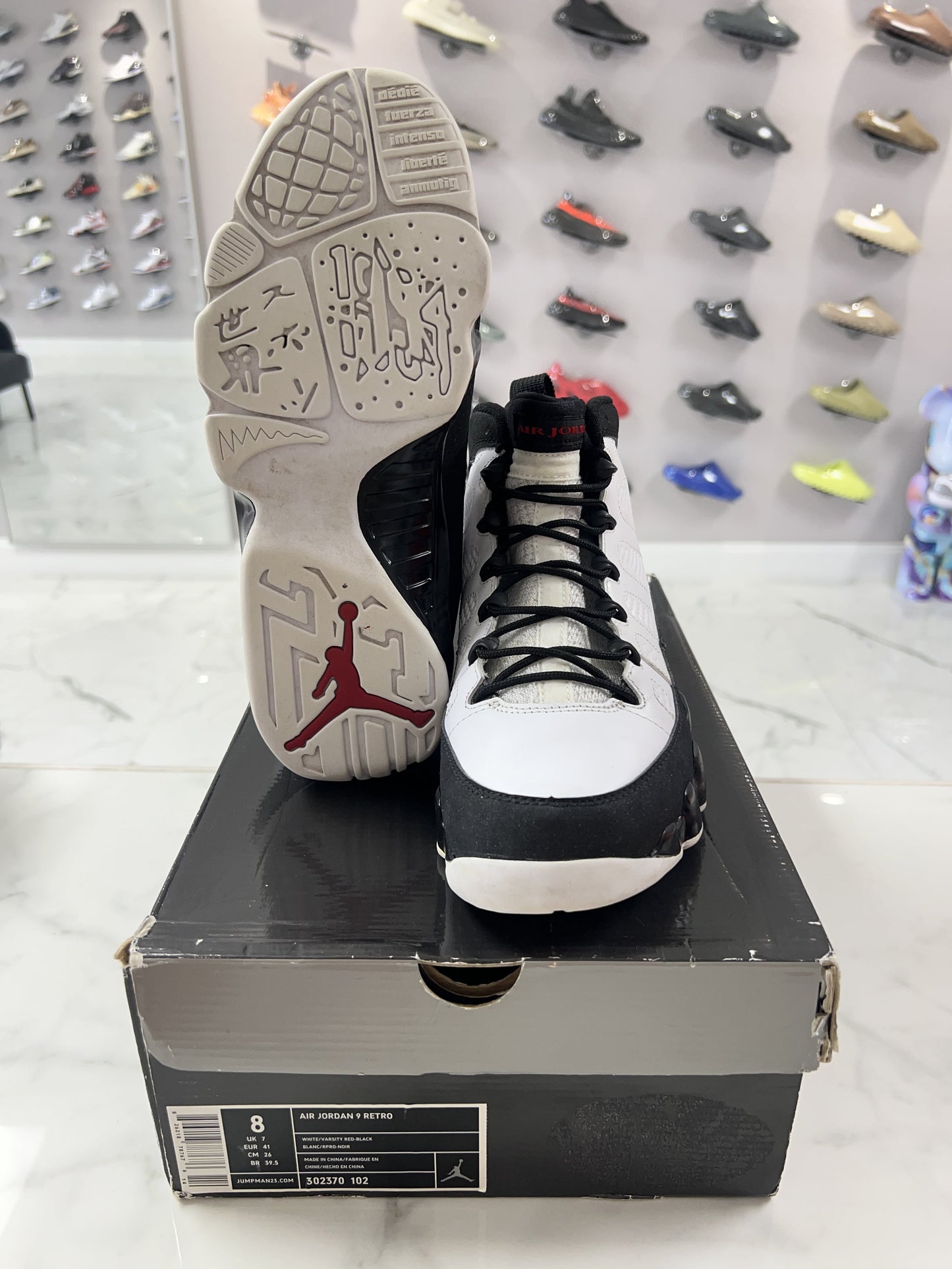 Jordan 9 Retro White Black Red (2010) (PREOWNED)