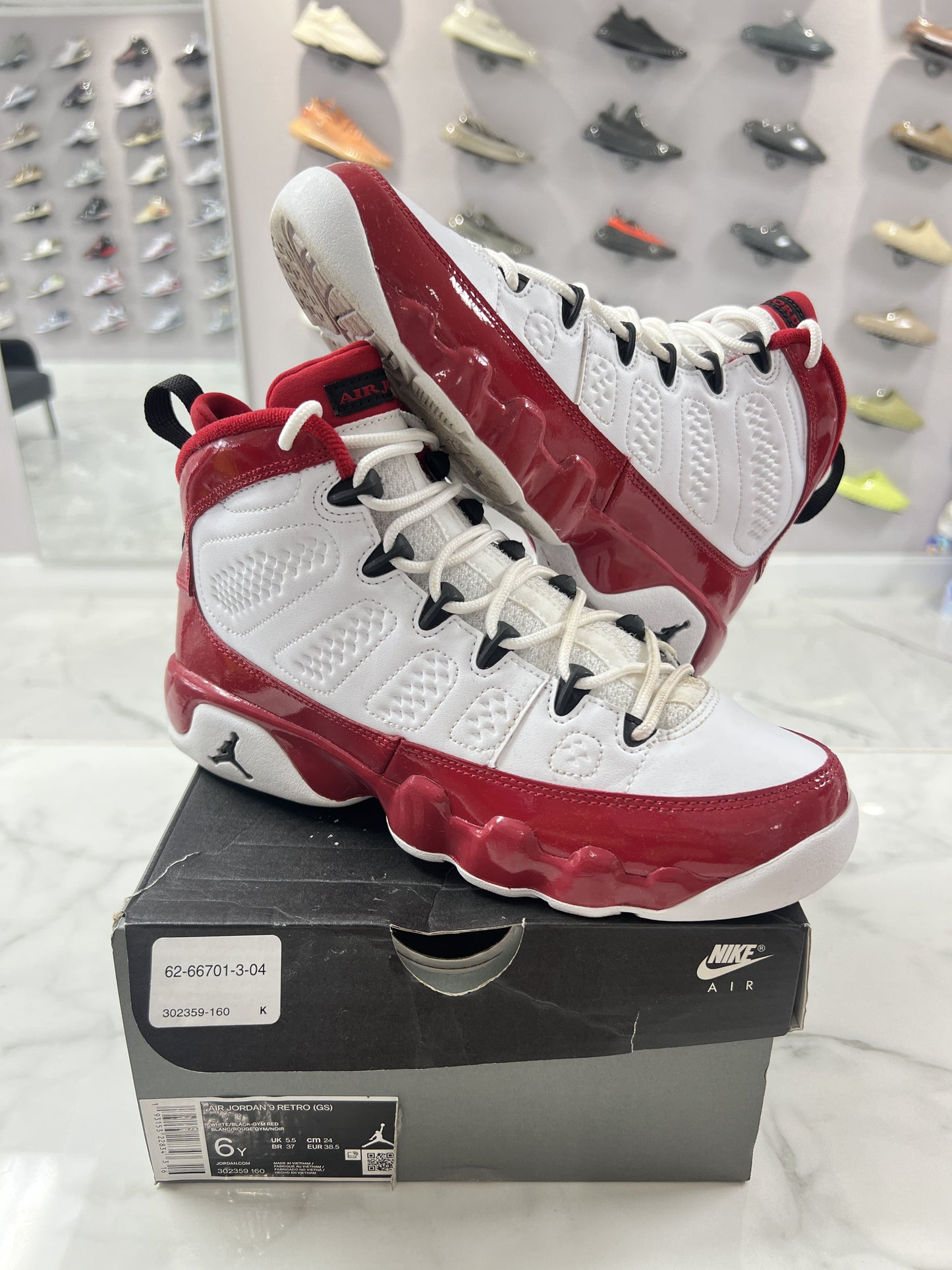 Jordan 9 Retro White Gym Red (GS) (PREOWNED)