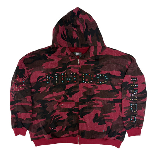 HMDD Rhinestone Zip-Up Hoodie Red Camo Pop-Up Exclusive