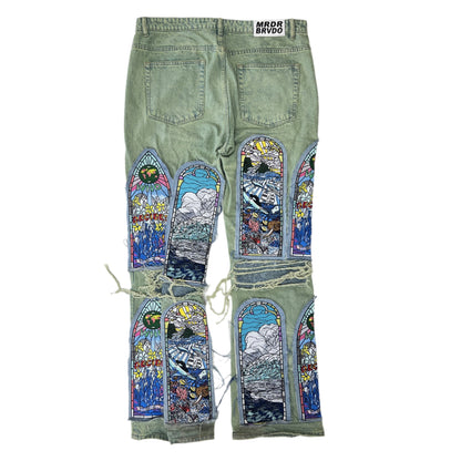 Who Decides War Sandy Lane Fusion Jeans Green (PREOWNED)