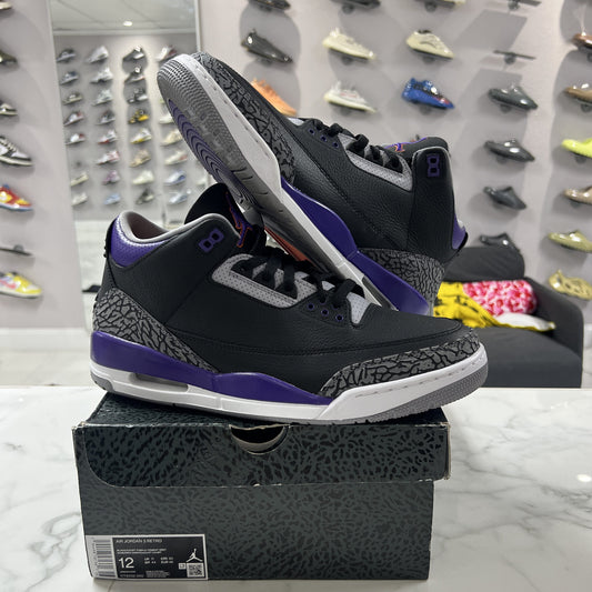 Jordan 3 Retro Black Court Purple (PREOWNED)