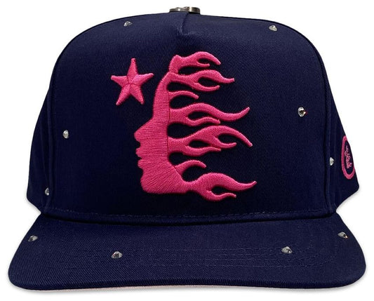 Hellstar OG Logo Rhinestones 59Fifty Snapback Hat Navy