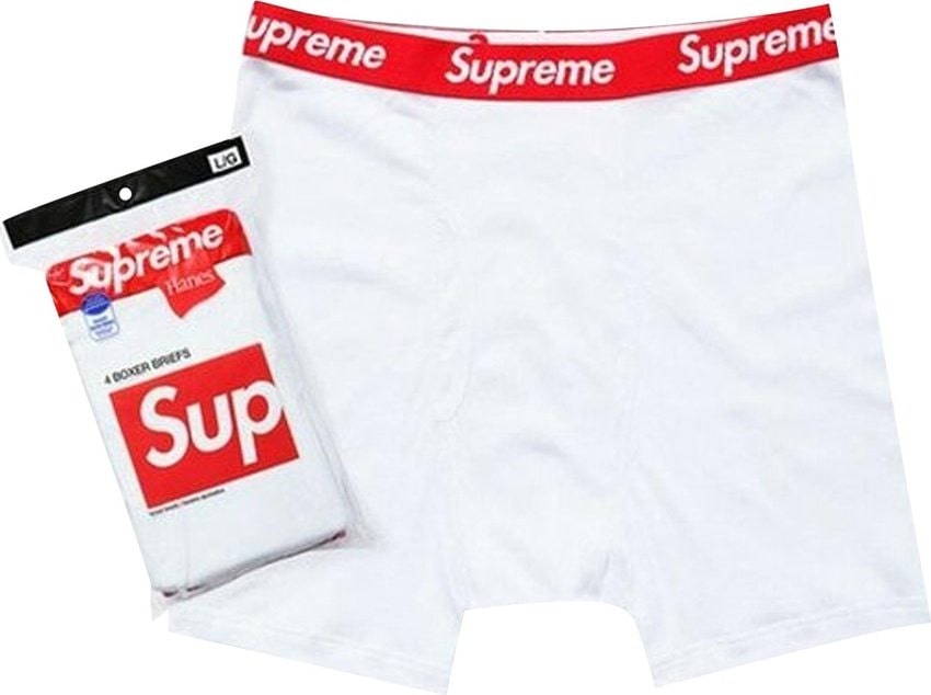 Supreme Hanes Boxer Briefs (4 Pack) White