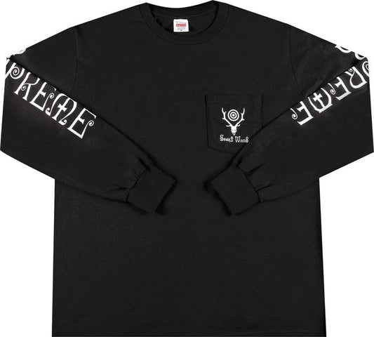 Supreme SOUTH2 WEST8 L/S Pocket Tee Black