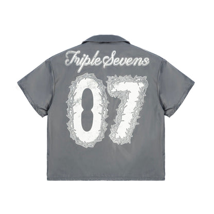 TRIPLE SEVENS 07 NYLON BUTTON UP SHIRT GREY