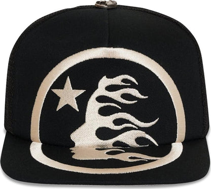 Hellstar Big Logo Trucker Snapback Hat Black