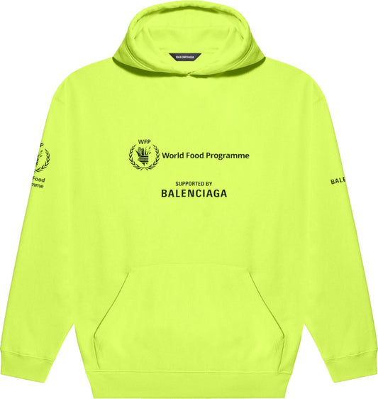 Balenciaga World Food Programme Graphic Hoodie Fluorescent Yellow/Black