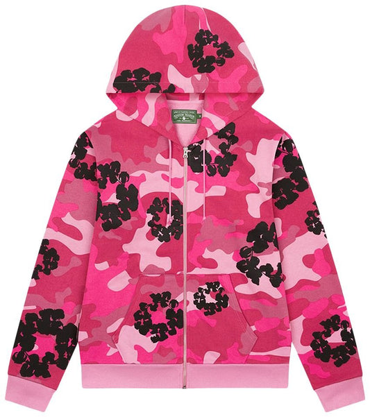 Denim Tears The Cotton Wreath Zip Sweatshirt Pink Camo