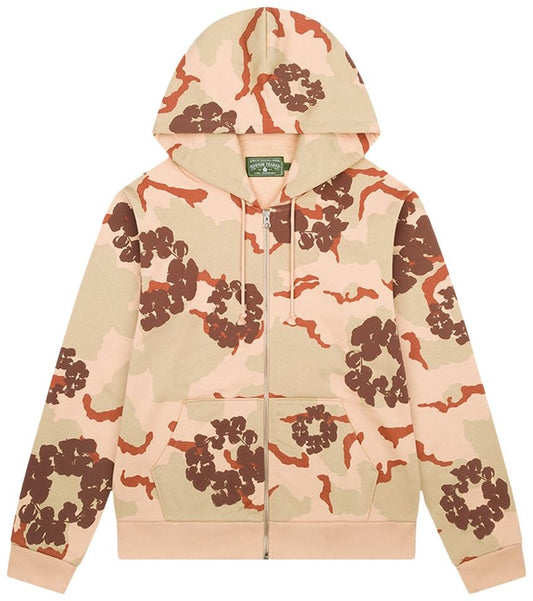 Denim Tears The Cotton Wreath Zip Sweater Tan Camo