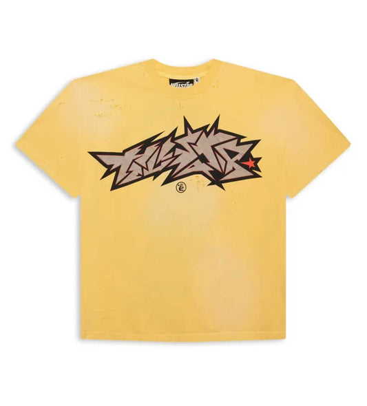 Hellstar Crack Print SS Tee Yellow