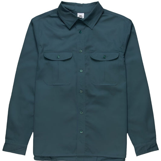 Nike SB Skate Boarding Long Sleeve Button Work Canvas Shirt - Teal