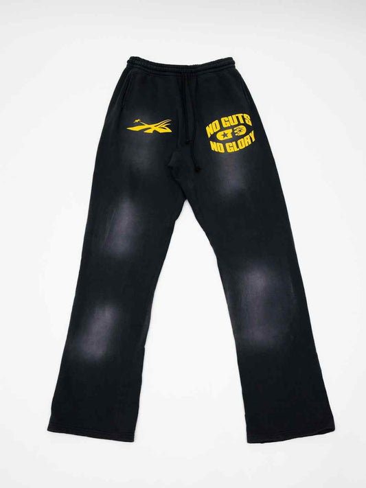 Hellstar No Guts No Glory Flare Bottom Sweatpants Midnight Dye Black