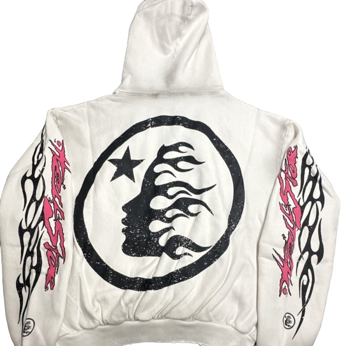 Hellstar Records Flame Glitter Zip-Up Hoodie 'White'