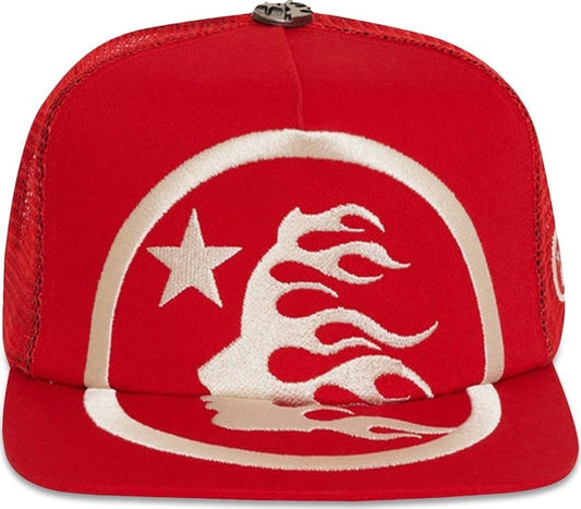 Hellstar Big Logo Trucker Snapback Hat Red